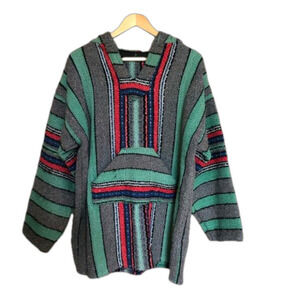 Vintage Grunge Handmade Festival Beach Baja Pullover Hoodie Large